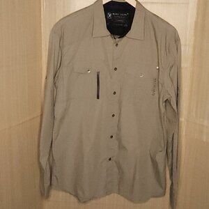 Marc Ecko Cut & Sew Tan Khaki Long Sleeve Button Down XL